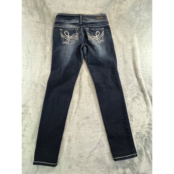 Wallflower womens pants size 11 blue denim distressed jeans pre owned - Picture 2 of 16